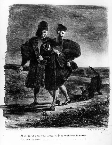 Faust and Wagner, Illustration for Faust by Goethe, 1828 (litho) (b  /  w photo)