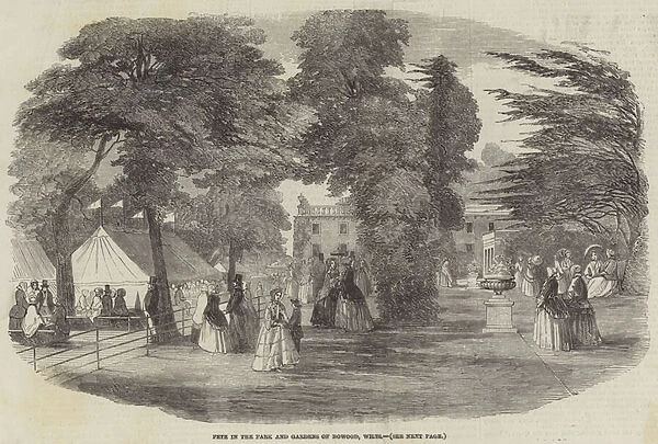 Fete in the Park and Gardens of Bowood, Wilts (engraving)