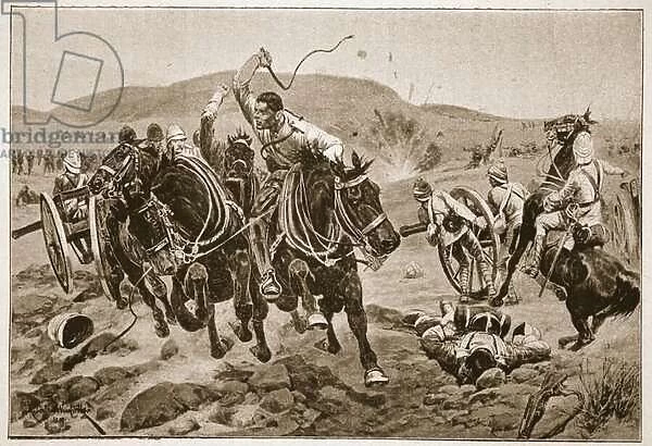 Field Artillery coming into action, illustration from