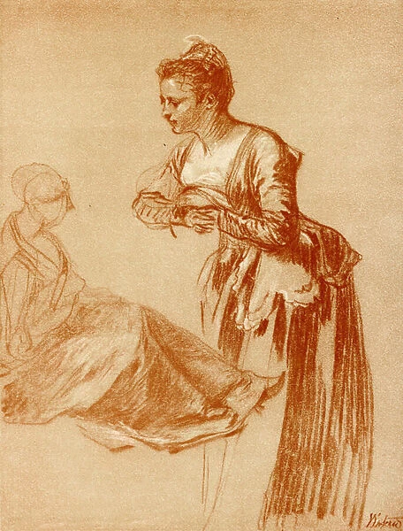 Figure studies for a standing and a seated girl