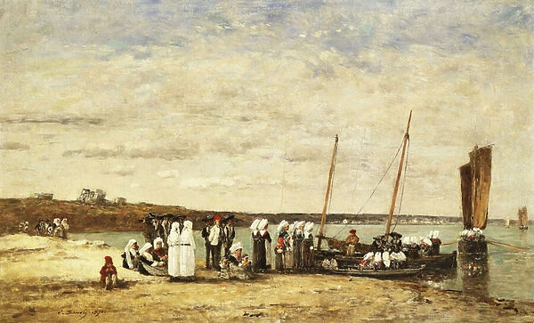 Fisherwomen disembarking from Plougastel, 1870 (oil on canvas)