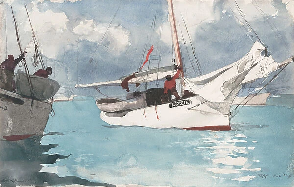 Fishing Boats, Key West, 1903 (w  /  c and graphite on off-white wove paper)