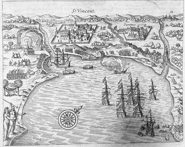 The Fleet of Joris van Spilbergen (c. 1568-1620) reaching Brazil at Sao Vicente