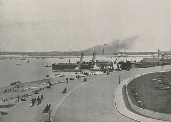 Fleetwood, the Promenade: Departure of the Isle of Man Steamer (b  /  w photo)