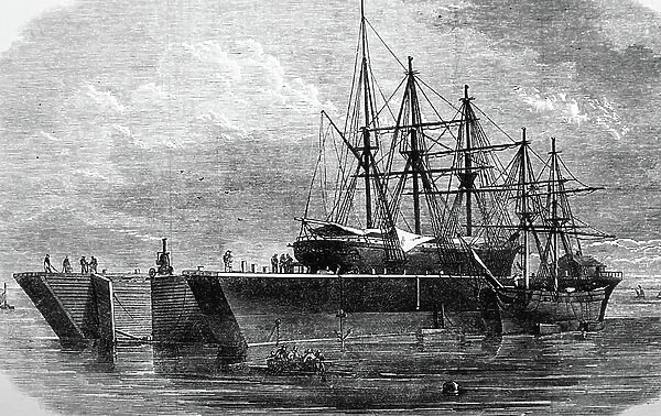 The floating dock at Rangoon, 1850