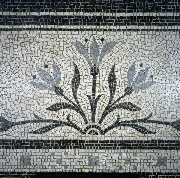 Detail of a floral floor pattern, c. 1880 (mosaic)