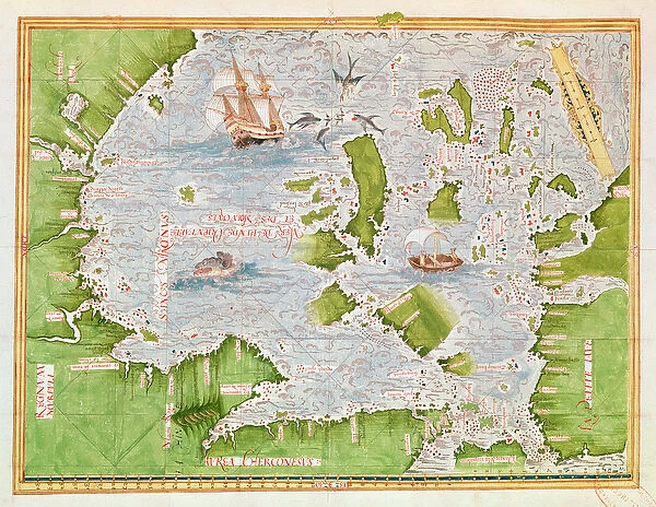 Fol. 30v Map of the Sea of Maluku, from the Cosmographie Universelle, 1555