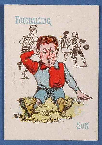 Footballing Son, from the Happy Families card game, c. 1890-1900 (colour litho)