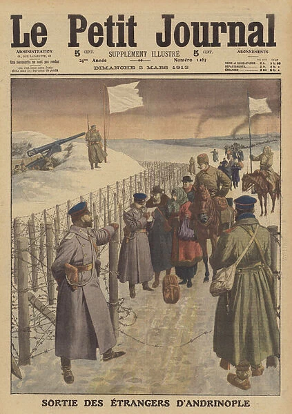 Foreigners being allowed to leave the besieged city of Adrianople (colour litho)