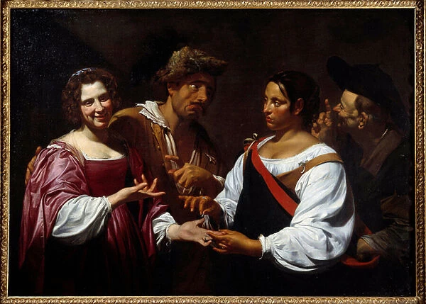 The fortune teller Painting by Simon Vouet (1590-1649) 1620 Sun