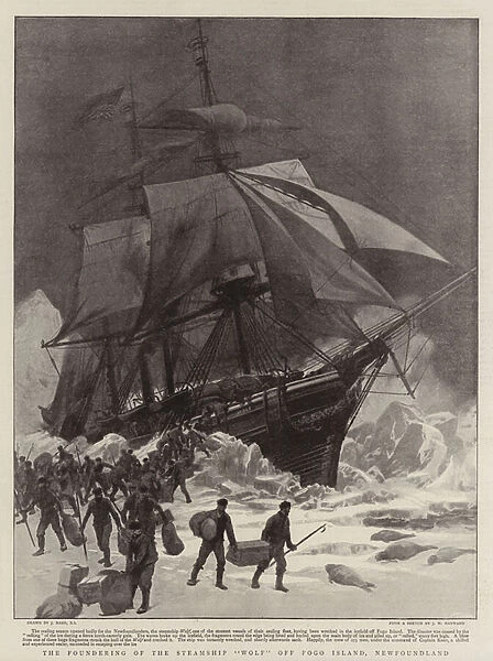 The Foundering of the Steamship 'Wolf'off Fogo Island, Newfoundland (litho)