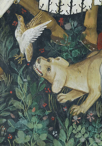 The Fountain of Life, detail of a dog frightening a bird, 1418-30 (fresco)