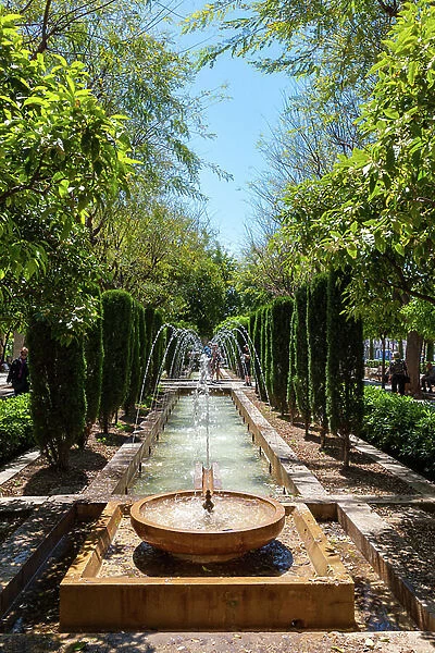 Fountain in the Royal Garden, Hort del Rei, former entrance to the Almudaina Palace, Palau de Almudaina, old town, Ciutat Antiga, Palma de Mallorca, Majorca, Balearic Islands, Spain, Europe