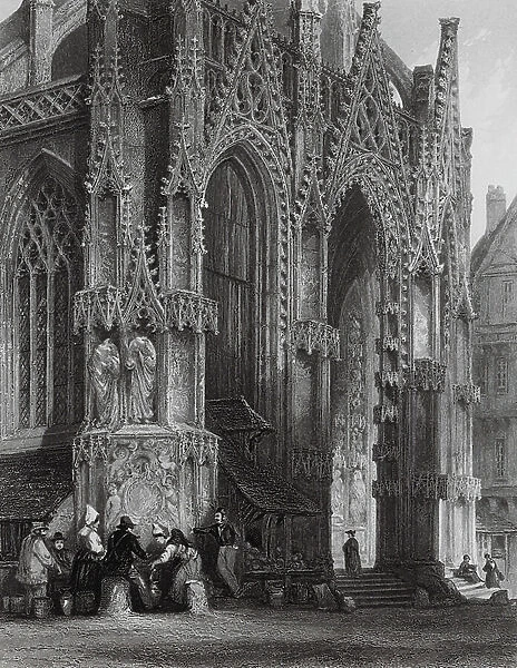Fountain of St Maclou, Rouen (engraving)