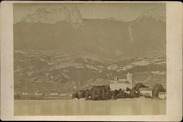 France, Rhone-Alpes, Haute-Savoie (74), Duingt: Chateau de Duingt, Chateau medieval by Lake Annecy, 1880