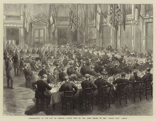 Freemasonry in the City of London, State Visit of the Lord Mayor to the 'Great City'Lodge (engraving)