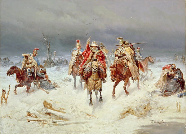 French Forces Crossing the River Berezina in November 1812, 1891 (oil on canvas)