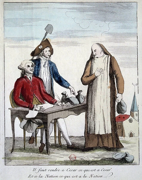 French Revolution: caricatural representation of a member of the clergy forced to return