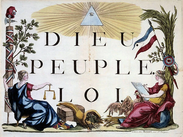 French Revolution: the divine triangle illuminating God, the People and the Law