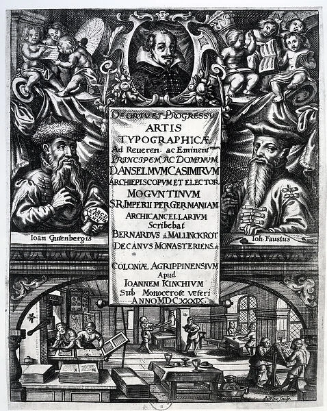 Frontispiece to On the Origin and History of Typography by Bernardus Mallinckrodt