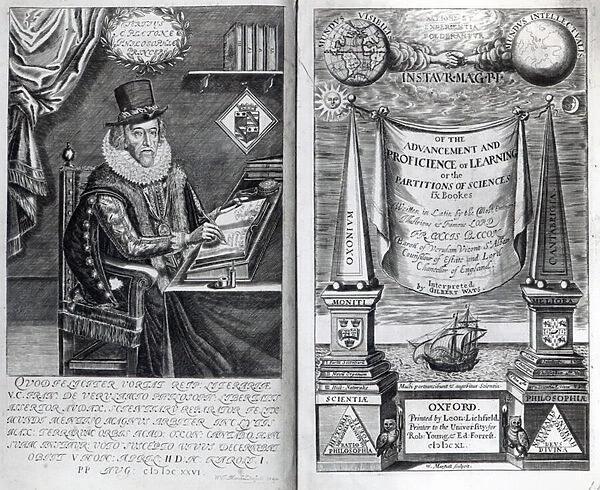 Frontispiece and Titlepage from Instauratio Magna by Francis Bacon