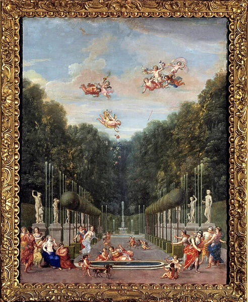 The Galerie des Antiques in Versailles or Galerie d eau Peinture a la gouache by Jean Joubert (17th century). Dim. 0. 45 x 0. 36 m. Versailles, Castles of Versailles and Trianon