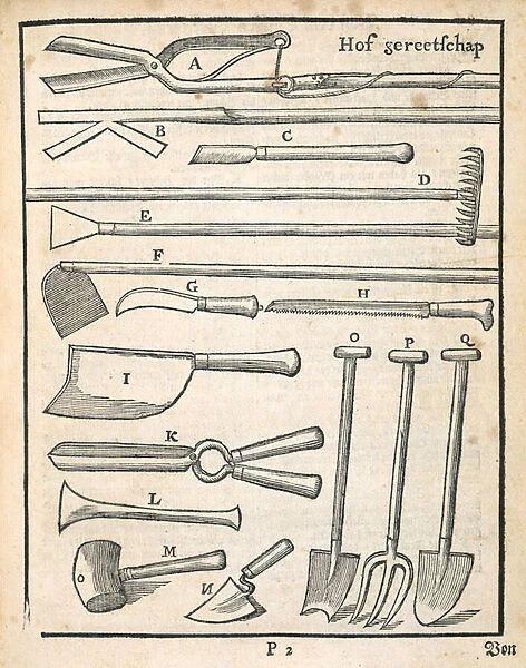 Garden tools, from The Dutch Gardener by Johann van der Groen