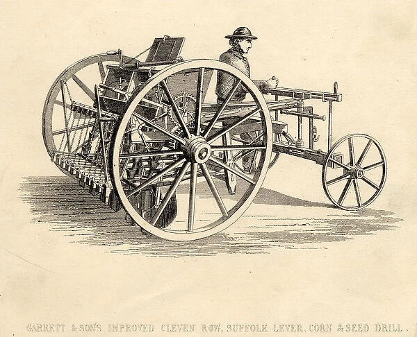 Garrett and Sons Improved Cleven Row Suffolk Lever Corn and Seed Drill (engraving)