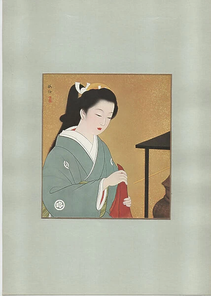 Geisha in grey cape, unknown (screen printing)
