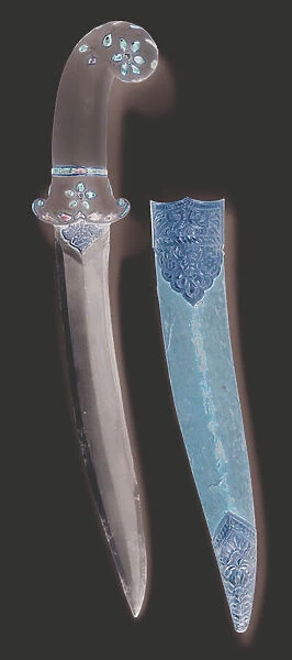 A gem-set jade-hilted dagger (khanjar), India, 19th century (steel, jade, gemstones & wood)