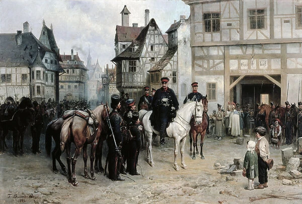 General Blucher (1742-1819) with the Cossacks in Bautzen, 1885 (oil on canvas)