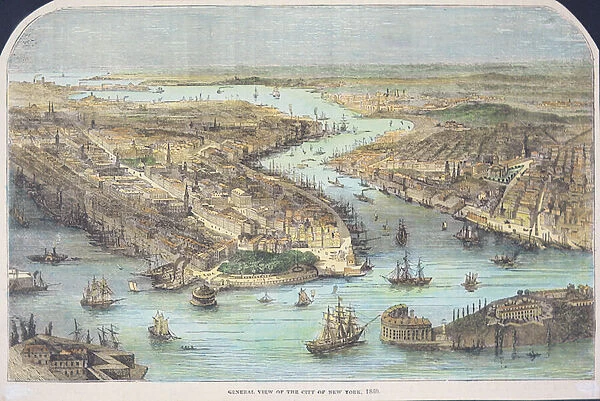 General View of the City of New York, 1860 (colour engraving)
