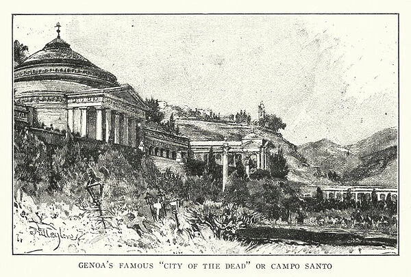 Genoas famous 'City of the Dead'or Campo Santo (litho)