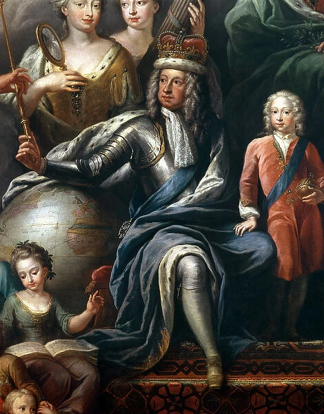 George I and his grandson, Prince Frederick, detail from the Painted Hall