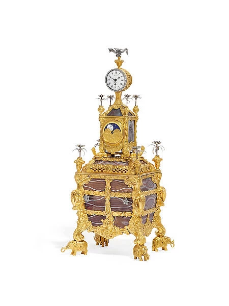 George III musical timepiece table clock, c. 1766 (ormolu, silver & agate) (see also 1860)