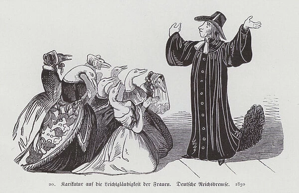 German cartoon on the gullibility of women, 1850 (litho)