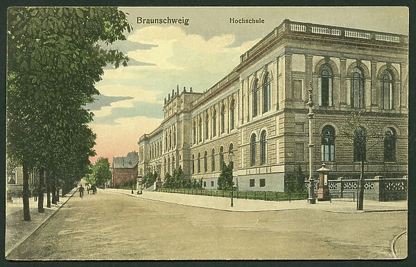 Germany, Lower Saxony, Braunschweig (Brunswick), university, sent 1916 (postcard)
