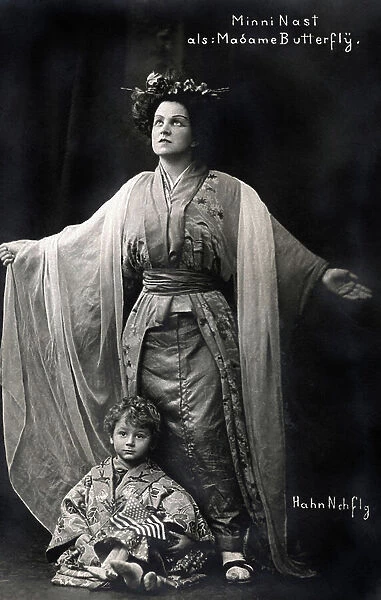 Giacomo Puccini 's opera 'Madama Butterfly' with Minnie Nast in title role with child