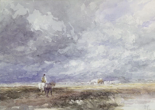 Going to the Hayfield, c. 1855 (black chalk and w  /  c on paper)