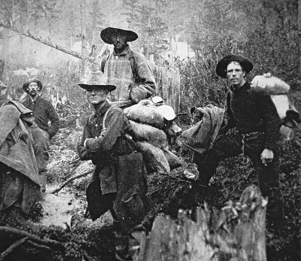 Gold prospectors on the move to Yukon Territory, Canada