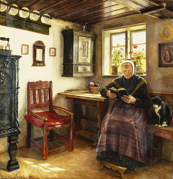 A Good Book, 1899 (oil on canvas)