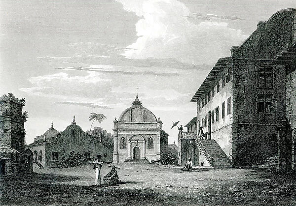 Government House at Malacca, engraved by George Cooke (engraving) (b  /  w photo)
