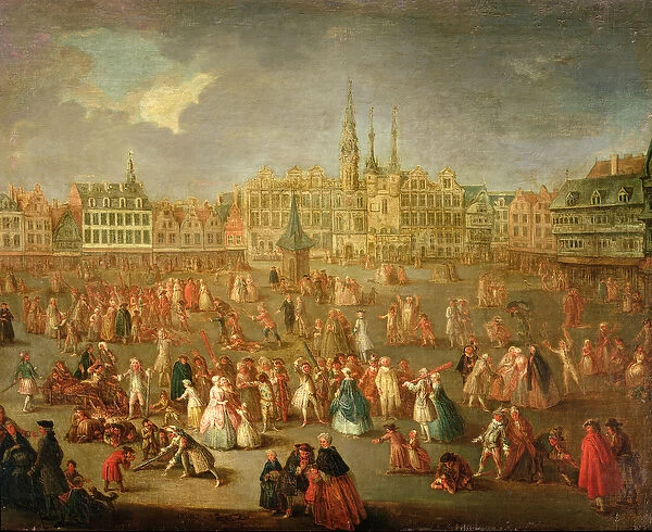 The Grand Place during Mardi Gras, Cambrai, 1765 (oil on canvas)