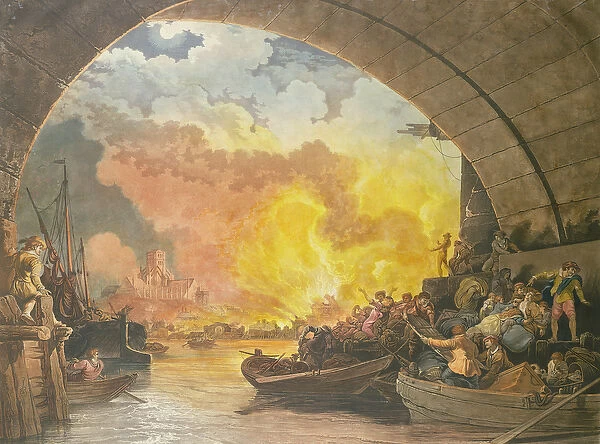 The Great Fire of London, 1799, engraved by J. C. Stadler (fl. 1780-1812) (aquatint)