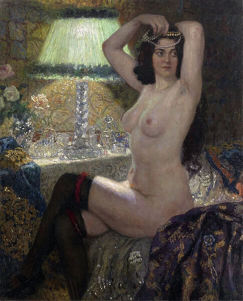 the Green Lamp, 20th century (oil on canvas)