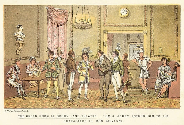The Green Room at Drury Lane Theatre (colour litho)