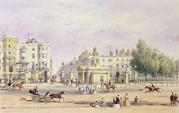 Grosvenor Gate and the New Lodge, 1851 (w  /  c on paper)