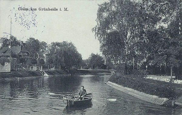Gruenheide in Mark, Brandenburg, Germany, view around 1900-1910, digital reproduction of a historical postcard