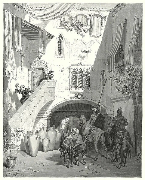 Gustave Dores Don Quixote: 'Oh, ye Tobosian urns! that awaken in my mind the thoughts of the sweet pledge of my most bitter sorrows!'(engraving)