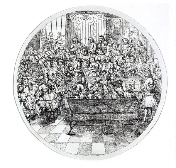 Handel conducting an oratorio, c. 1740 (etching) (b  /  w photo)